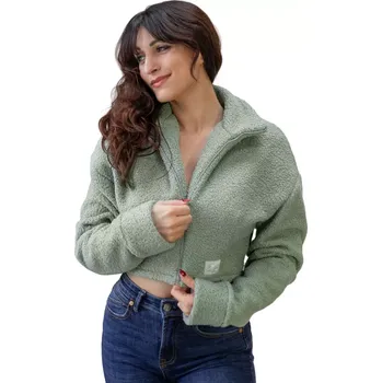 Dámská mikina ESITO | Dámská mikina Cropped Ema Olive - olivová / XS