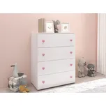 Dětská komoda Amore - bílá/růžová