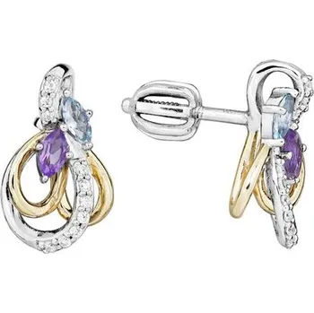 Náušnice MOISS stříbrné náušnice TOPAZ, AMETYST