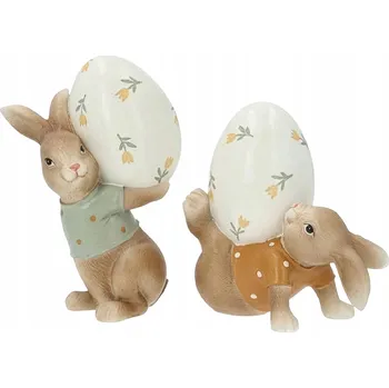 Velikonoční dekorace ZAJÍC FIGURKA VELIKONOČNÍ VEJCE 2ks ZAJÍČEK KRÁLÍK VEJCE JAKO DÁREK DEKORACE