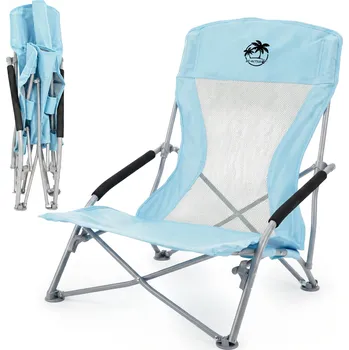 Skládací turistická židle Be-Active.pl modrá s opěrkou a obalem
