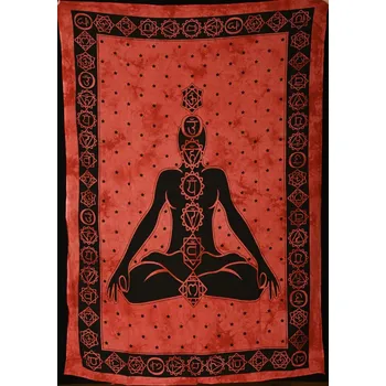 Přehoz na lůžko Mandala malá Čakry červená