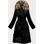 Ann Gissy Černý dámský kabát s kožíškem (SASKIA)