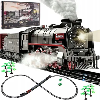 Vláček a vláčkodráha ELEKTRICKÁ VLÁČKODRÁHA LOKOMOTIVA S VAGÓNY KOUŘEM A ZVUKEM + PŘÍSLUŠENSTVÍ