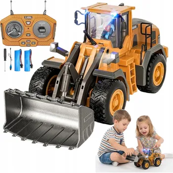 RC model auta Dálkově ovládaný buldozer RC 2.4G, otočná kabina o 360°, zvuk motoru, LED osvětlení