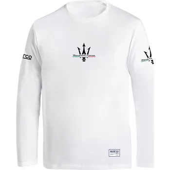 Pánské tričko Spacro T-shirt MASERATI CORSE long sleeve, white