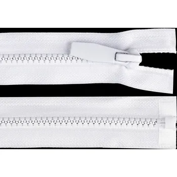 Zip Kostěný zip No 5 délka 60 cm kulaté zoubky, s ozdobným jezdcem Varianta: 101 bílá, Balení: 1 ks