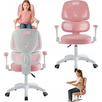 KANCELÁŘSKÁ ŽIDLE OTOČNÁ K PSACÍMU STOLU PRO DĚTI DELFÍN RŮŽOVÁ HX21