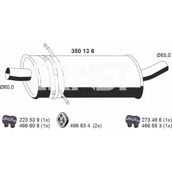 Tlumič výfuku Střední tlumič výfuku ERNST 350136