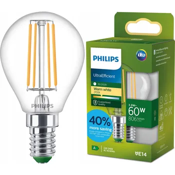 Žárovka LED žárovka E14 Kulka P45 3.8W (ekvivalent 60W) 806lm 212lm/W 2700K TŘÍDA A Philips
