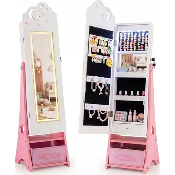 Toaletní stolek Dětská šperkovnice se zrcadlem a osvětlením, Malý toaletní stolek