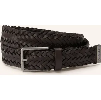 Oblečení a móda Calvin Klein Pánský Kožený Pletený Opasek, tmavě hnědá /...