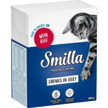 Krmivo pro kočku 24x370/380g Smilla kousky výhodné balení - v želé s hovězím (24 x 380 g)