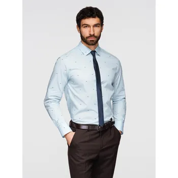 Pánská klasická bavlněná košile SLIM FIT s mikro vzorem - bílá V1 K696 - L