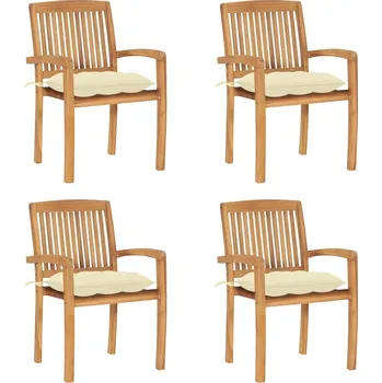 OMAXI Stohovací zahradní židle s poduškami 4 ks masivní teak 450260