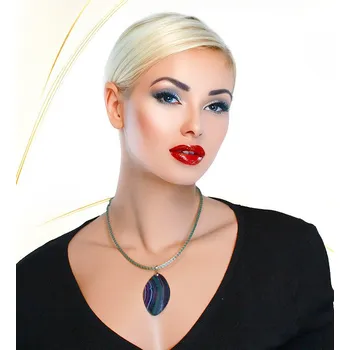 Přívěsek Foxette Přívěsek Achátové Srdce s koženým náhrdelníkem - Kapka-1 JF_0344