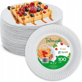 Jednorázové nádobí Papírový talíř Allbag bílý 15 cm, 100 ks