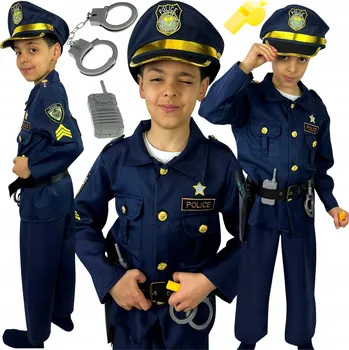 Karnevalový kostým KOSTÝM POLICAJTA Policista Převlek Kostým Tmavě Modrá UNIFORMA 110 116 122