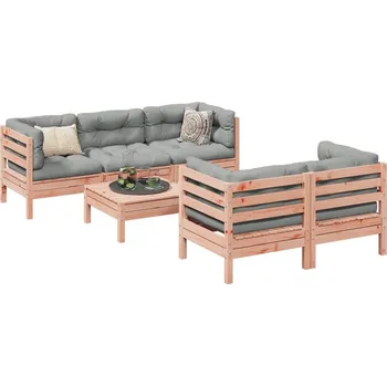 Zahradní sestava vidaXL 6dílná zahradní sedací souprava podušky borovice [3299295] Barva: Přírodní douglaska