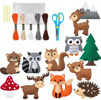 kreativní sada Filcová sada pro šití DIY 12 ks - Zvířátka v lese - Dárky pro děti