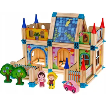 ostatní stavebnice STAVEBNICE DŘEVĚNÉ EDUKAČNÍ PALÁC DOMEČEK 128 dílků