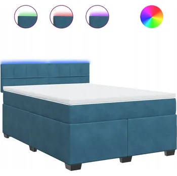 Postel Kontinentální postel s LED osvětlením, modrá, 200 x 144 x 100,5 cm