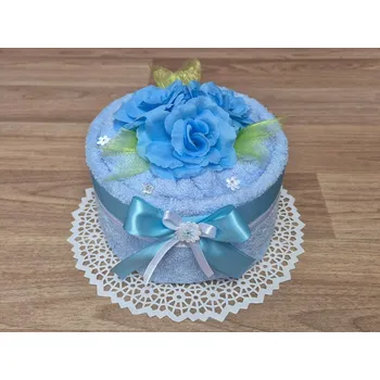 plenkový dort Malý dort z ručníku Rujana světle modrá