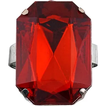 Karnevalový doplněk Prsten s velkým kamenem Barva: červená