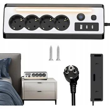 Napájecí kabel Prodlužovací Kabel lišta Bedee 1,5 m 4 ks černá