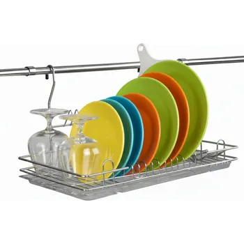 Odkapávač na nádobí Závěsný košík odkapávač na reling chrom