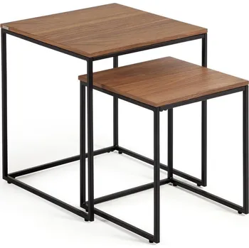 Konferenční stolek Odkládací stolky v sadě 2 ks s deskou v dekoru ořechového dřeva 45x45 cm Yoana – Kave Home ID_1832276