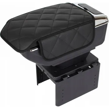 Loketní opěrka POTAH NA LOKETNÍ OPĚRKU DO AUTA S KAPSYČKAMI KOŽENÝ ČERNÝ - KARO