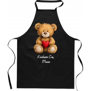 Kuchyňská zástěra Kuchyňská zástěra Dárek k Valentýnu - Medvídek s nápisem Miluji Tě, Medvídku