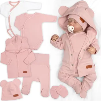Kojenecká souprava Baby Nellys Bavlněná souprava pro miminko do porodnice 6D, Made with love, pudr. růžová Velikost: 56 (1-2m)
