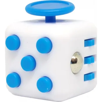 Hlavolam Fidget Cube antistresová kostka Bílo-modrá