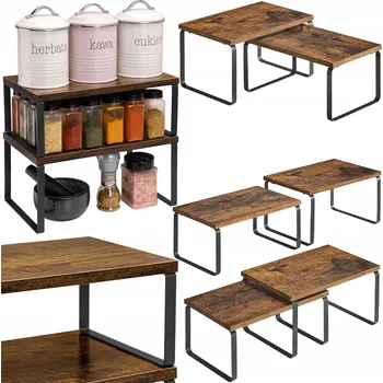 police RUSTIKÁLNÍ KUCHYŇSKÝ REGÁL NA KOŘENÍ POLICE ORGANIZÉR STOJAN DO KANCELÁŘE 2ks