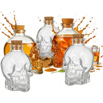 SET 5x Skleněná karafa LEBKA 400 ml Láhev na alkohol Whisky Dárek