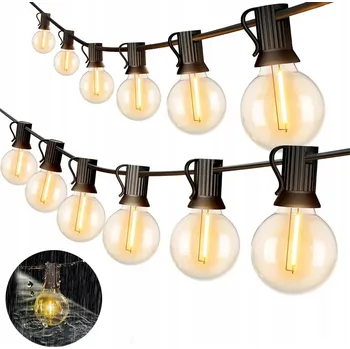 Venkovní osvětlení ZAHRADNÍ SVĚTELNÝ ŘETĚZ 30m 50 LED Světýlka Zahradní 230V Venkovní Napájení