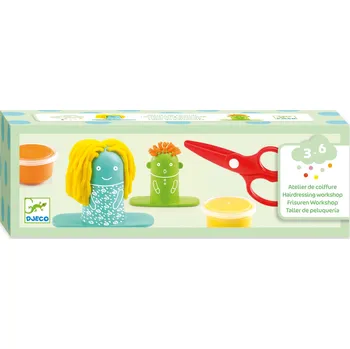 Dřevěná hračka Kadeřnický salon vlasy z plastelíny