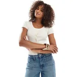 Vero Moda super soft rib knitted short sleeve button front top