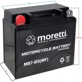 Motobaterie Akumulátor AGM gelový GEL MB7-BS Moretti 7Ah 12V