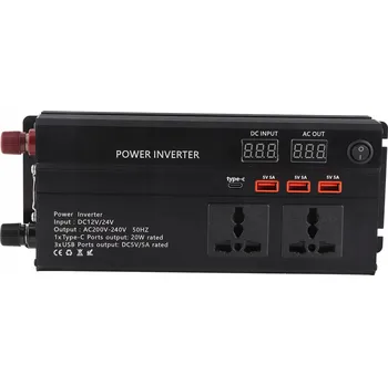 Měnič napětí Měnič napětí 4000W DC 12/24V na AC 220V s LCD displejem do auta – Modifikovaná sinusoida 5R