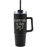 Giftela EVERY DEJ IS GUD DEJ - černý cestovní hrnek s průhledným