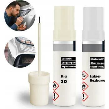 barva a nátěr na dřevo Opravná sada KIA 3D 2v1: Základní lak + Bezbarvý lak s štětečkem