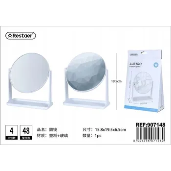 Zrcadlo Kulaté Šedé Zrcadlo se Vzorem na Stojanu Elegantní