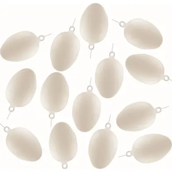 Velikonoční dekorace Sada velikonočních plastových vajec Bílá 6 cm na zavěšení, 12 ks v sáčku