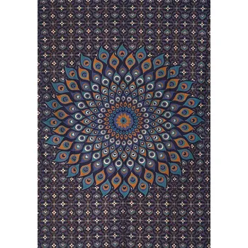 Přehoz na lůžko Mandala malá Peacock modrá
