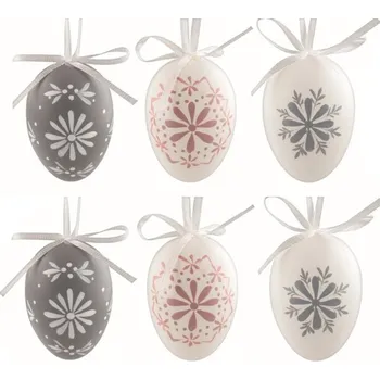 Velikonoční dekorace Velikonoční vejce plastová Květy 6 cm na zavěšení, 6 ks v sáčku