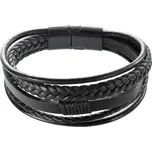 Náramek pánský s koženkovými pásky a sponou na magnet 43023.3 černý