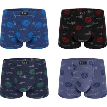 Boxerky FANNIFEN Pánské bavlněné boxerky LION G5197 - 4 ks v balení Velikost: 3XL